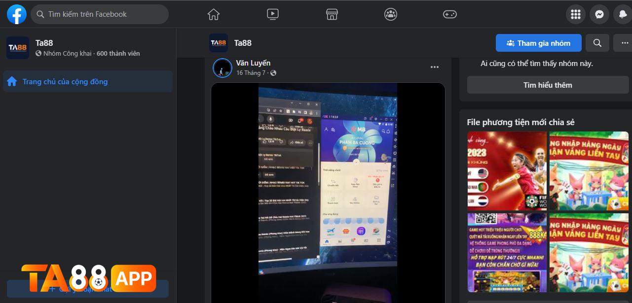 dang bai no hu Ta88 trên nhóm