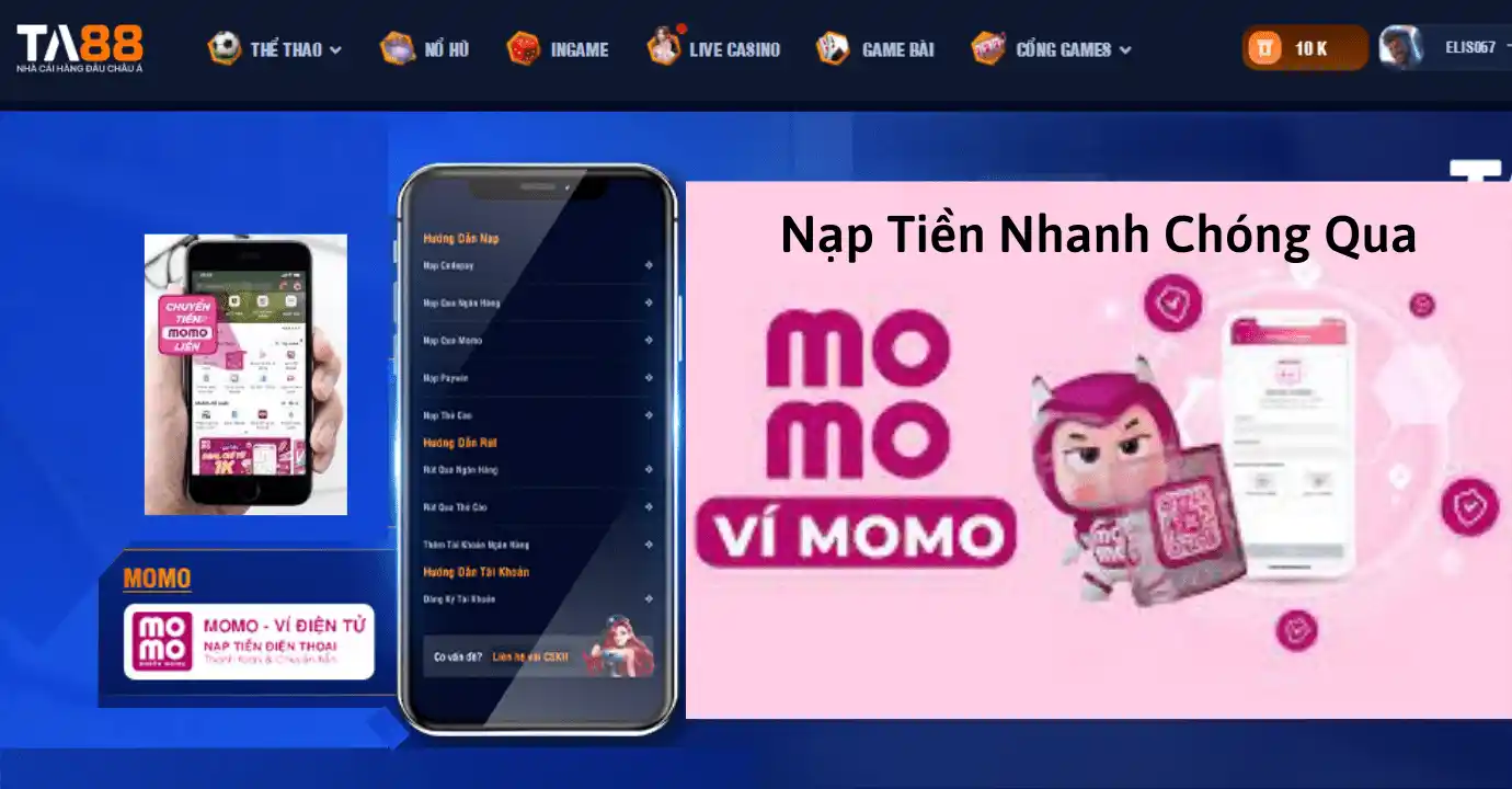 hướng dẫn nạp tiền ta88 bằng momo