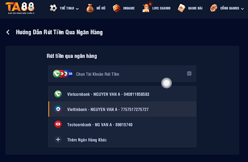 hướng dẫn rút tiền ta88 app